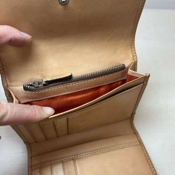 Coach Signature TriFold Wallet Monogram Logo Canvas Leather Jacquard Vintage Y2K - Picture 9 of 11